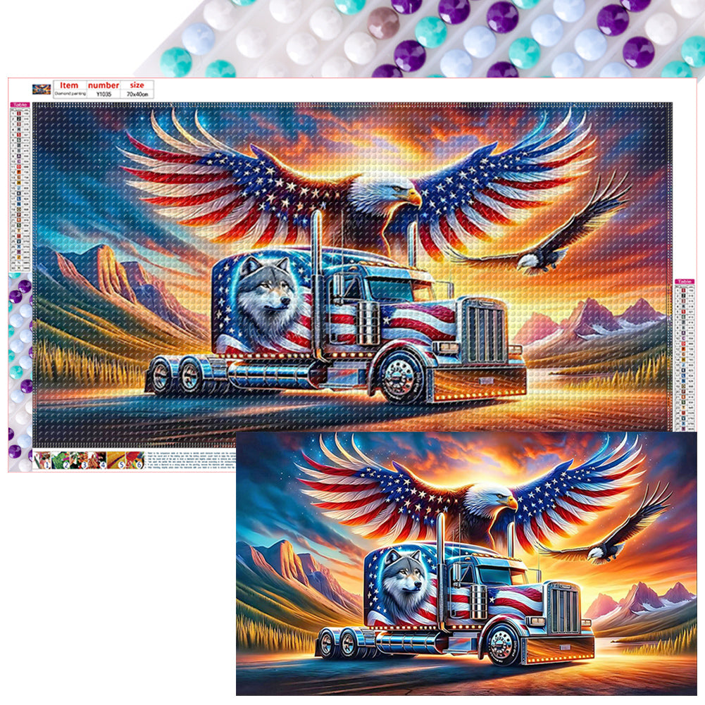 Eagle-Full Round Diamond Painting-70x40cm-Large Size