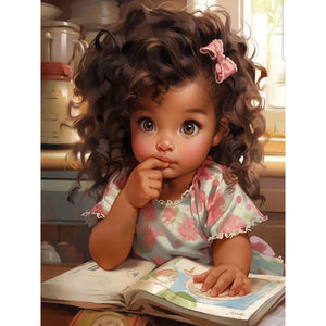 African American Girl-Full Round/Square Diamond Painting-30x40cm/40x50cm/50x70cm