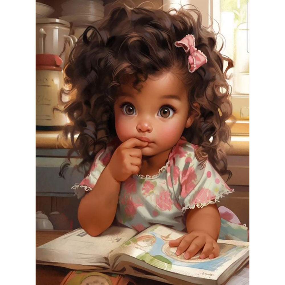African American Girl-Full Round/Square Diamond Painting-30x40cm/40x50cm/50x70cm