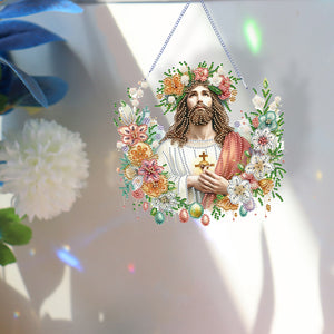 Jesus-Acrylic Single Side Diamond Pendant