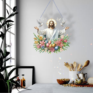 Jesus-Acrylic Single Side Diamond Pendant