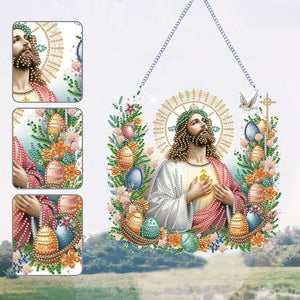 Jesus-Acrylic Single Side Diamond Pendant
