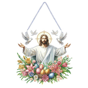 Jesus-Acrylic Single Side Diamond Pendant