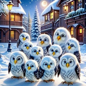 Owl-Full Round Diamond Painting-30x30cm