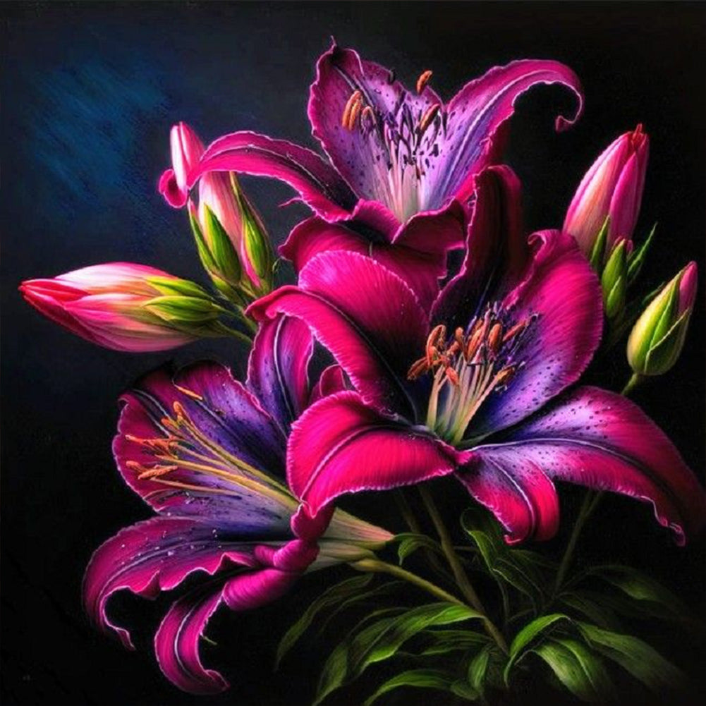 Lily-Full Round Diamond Painting-30x30cm