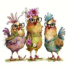 Load image into Gallery viewer, Three Chicken-Full Round Diamond Painting-40x40cm
