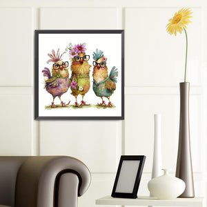 Three Chicken-Full Round Diamond Painting-40x40cm