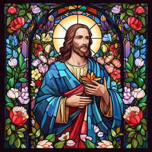 Load image into Gallery viewer, Stained Glass Jesus-Full Round Diamond Painting-30x30cm
