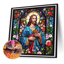 Load image into Gallery viewer, Stained Glass Jesus-Full Round Diamond Painting-30x30cm

