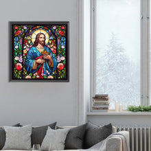 Load image into Gallery viewer, Stained Glass Jesus-Full Round Diamond Painting-30x30cm
