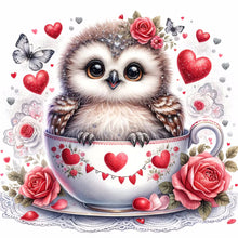 Load image into Gallery viewer, Flower Owl-Full Round Diamond Painting-30x30cm

