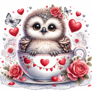 Flower Owl-Full Round Diamond Painting-30x30cm
