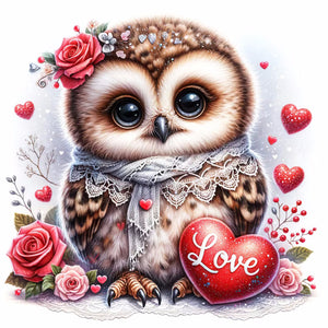 Flower Owl-Full Round Diamond Painting-30x30cm