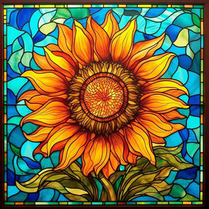 Stained Glass Flower-Full Round Diamond Painting-30x30cm