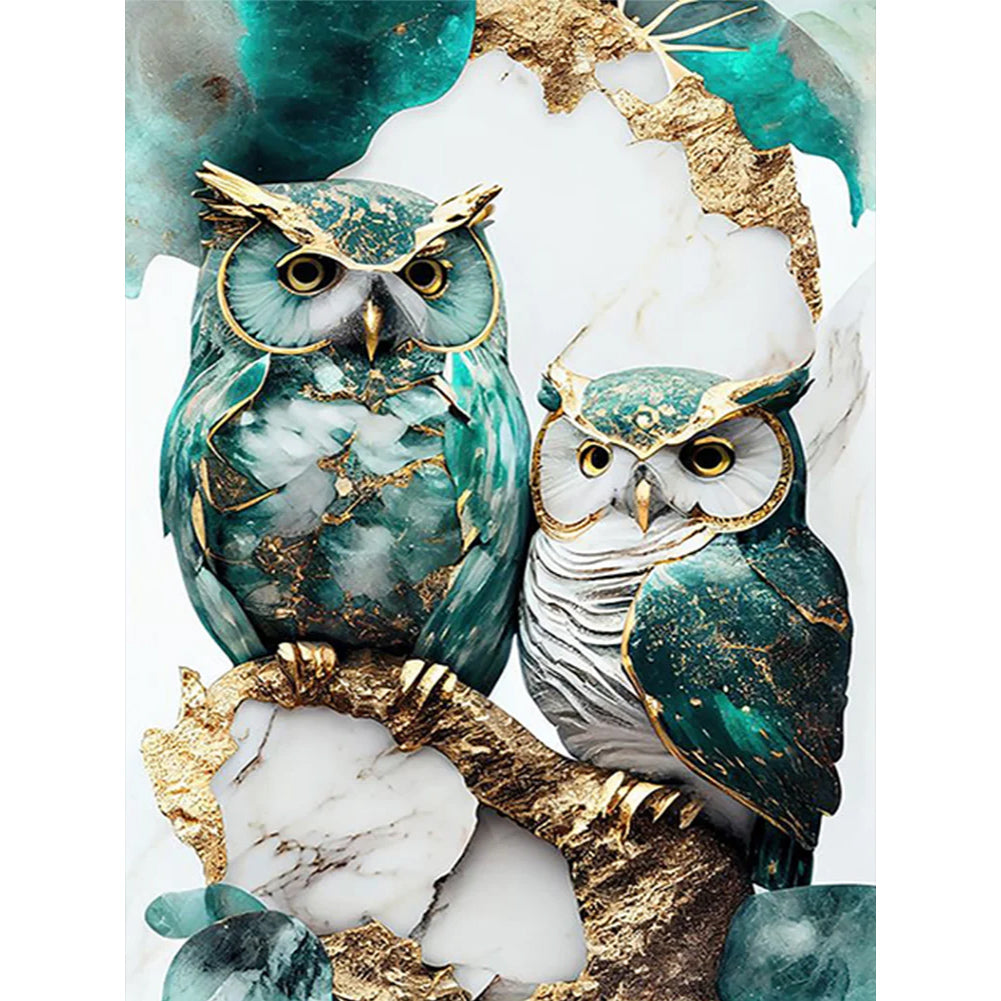 Stained Glass Owl-Full Round Diamond Painting-30x40cm