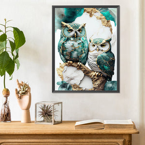 Stained Glass Owl-Full Round Diamond Painting-30x40cm
