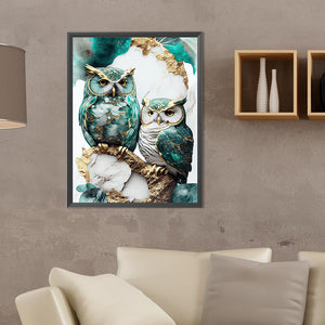 Stained Glass Owl-Full Round Diamond Painting-30x40cm