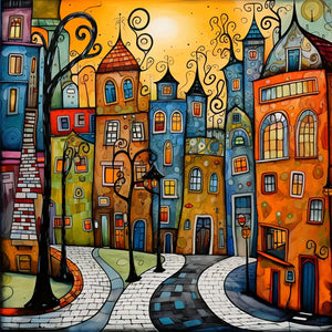 House Street-Full Round Diamond Painting-40x40cm