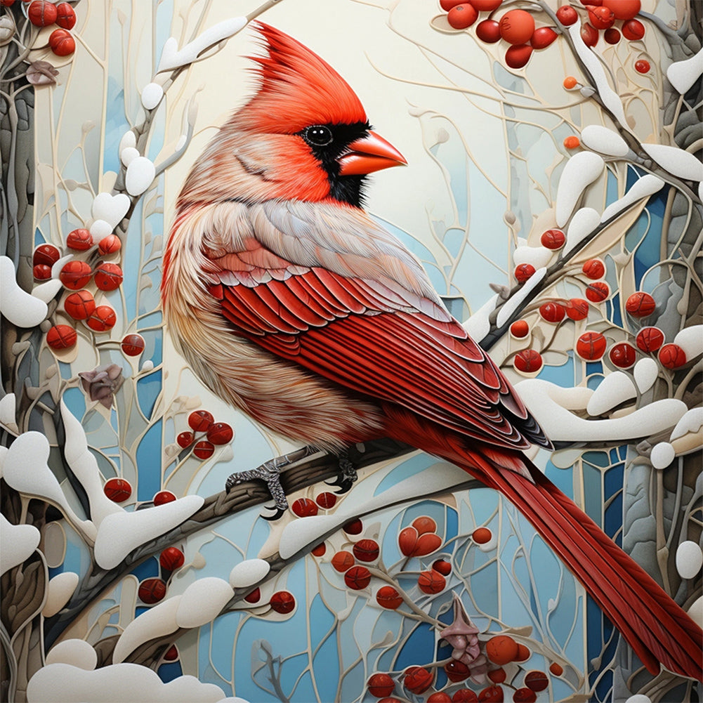 Cardinal-Full Round Diamond Painting-30x30cm