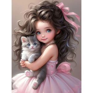 Sweet Girl-Full Round Diamond Painting-30x40cm
