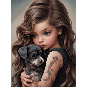 Sweet Girl-Full Round Diamond Painting-30x40cm