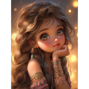 Sweet Girl-Full Round Diamond Painting-30x40cm
