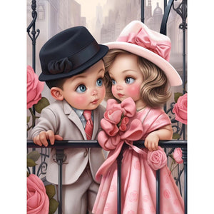 Valentine Girl-Full Round Diamond Painting-30x40cm