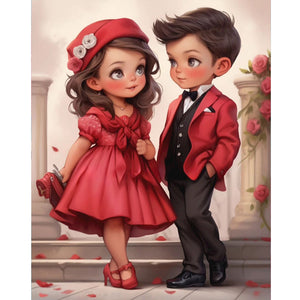 Valentine Girl-Full Round Diamond Painting-40x50cm