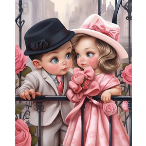 Valentine Girl-Full Round Diamond Painting-40x50cm