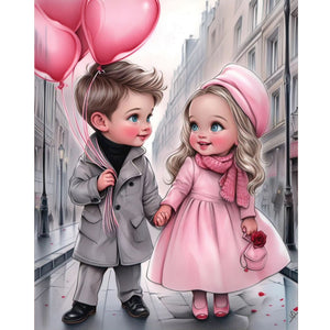 Valentine Girl-Full Round Diamond Painting-40x50cm
