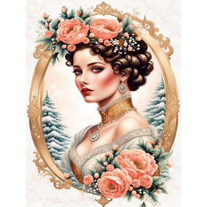 Lady-Full Round Diamond Painting-30x40cm