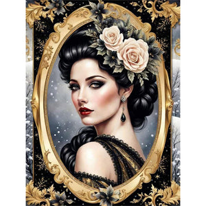 Lady-Full Round Diamond Painting-30x40cm