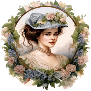 Elegant Lady-Full Round Diamond Painting-30x30cm