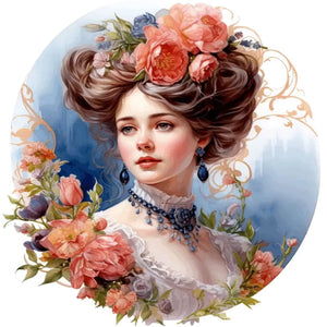 Elegant Lady-Full Round Diamond Painting-30x30cm