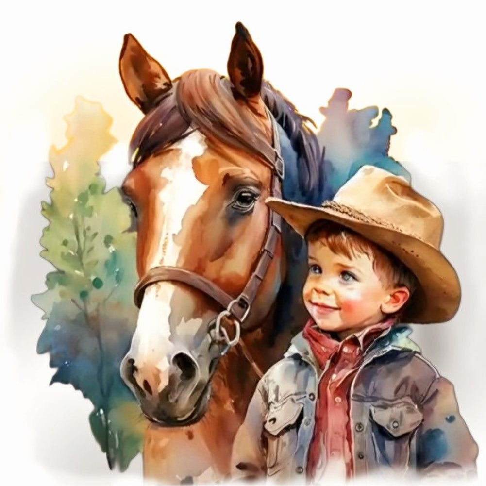 Cowboy Girl-Full Round Diamond Painting-30x30cm