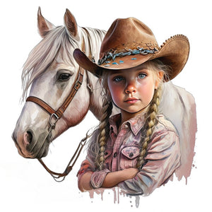 Cowboy Girl-Full Round Diamond Painting-30x30cm