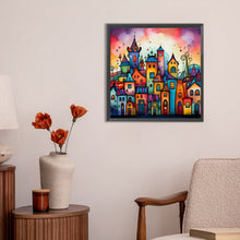 Load image into Gallery viewer, Color Cartoon Houses-Full Round Diamond Painting-30x30cm
