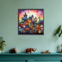 Load image into Gallery viewer, Color Cartoon Houses-Full Round Diamond Painting-30x30cm
