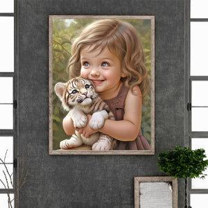 Life of Pets Girl-Full Round Diamond Painting-30x40cm