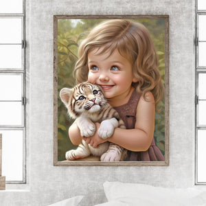 Life of Pets Girl-Full Round Diamond Painting-30x40cm