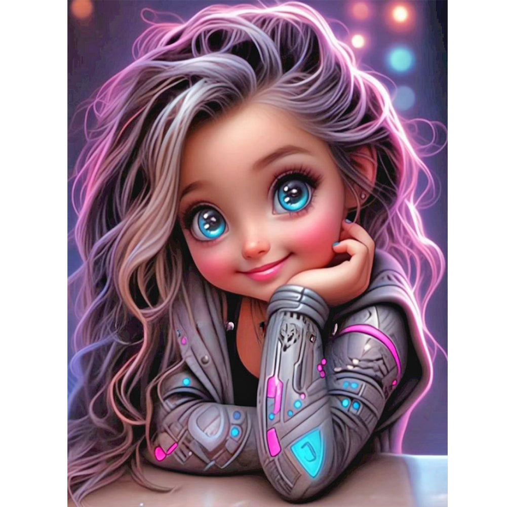 Tech Girl-Full Round Diamond Painting-30x40cm
