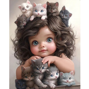 Sweet Cool Girl-Full Round Diamond Painting-40x50cm