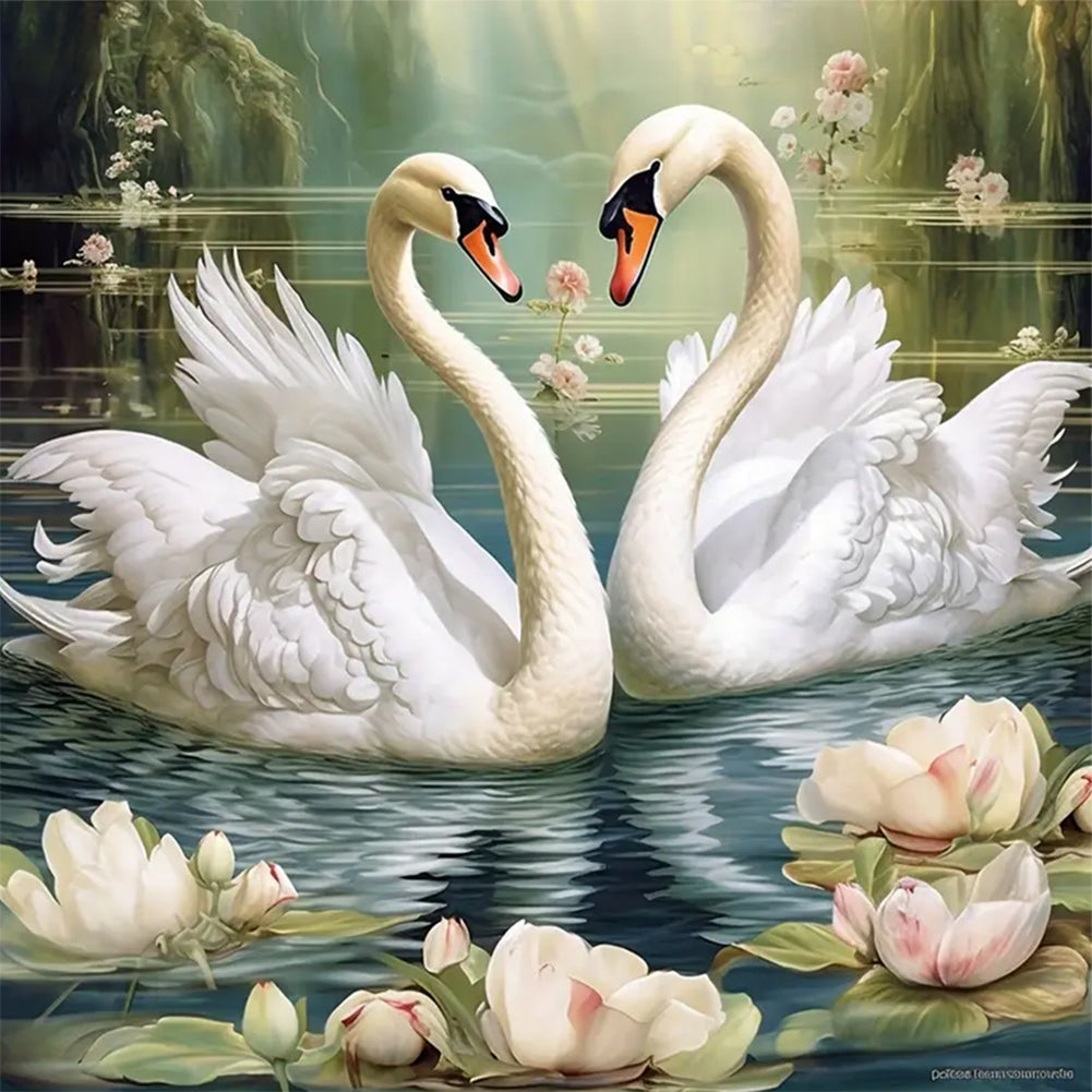 Swan-Full Round Diamond Painting-30x30cm