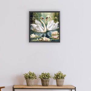 Swan-Full Round Diamond Painting-30x30cm