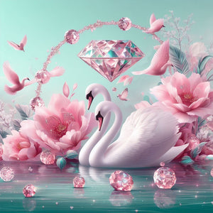 Swan-Full Round Diamond Painting-30x30cm