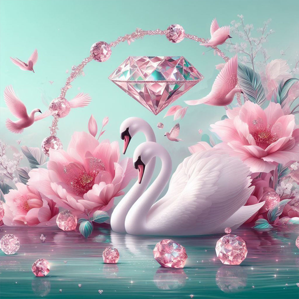 Swan-Full Round Diamond Painting-30x30cm