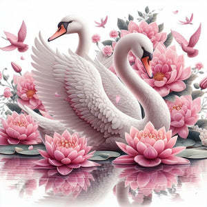 Swan-Full Round Diamond Painting-30x30cm