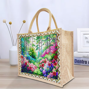 DIY Diamond Painting Linen Waterproof Handbag Shopping Storage Bag Totes Kit(with 2pcs diamond painting)