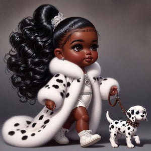 African American Girl-Full Round Diamond Painting-30x30cm