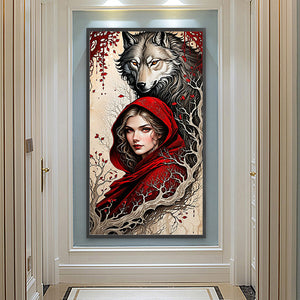 Wolf Girl-Full Round Diamond Painting-40x75cm-Large Size